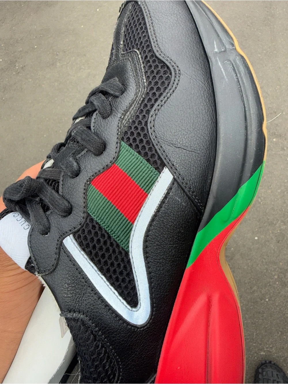 Gucci Rython Leather Mesh Sneakers